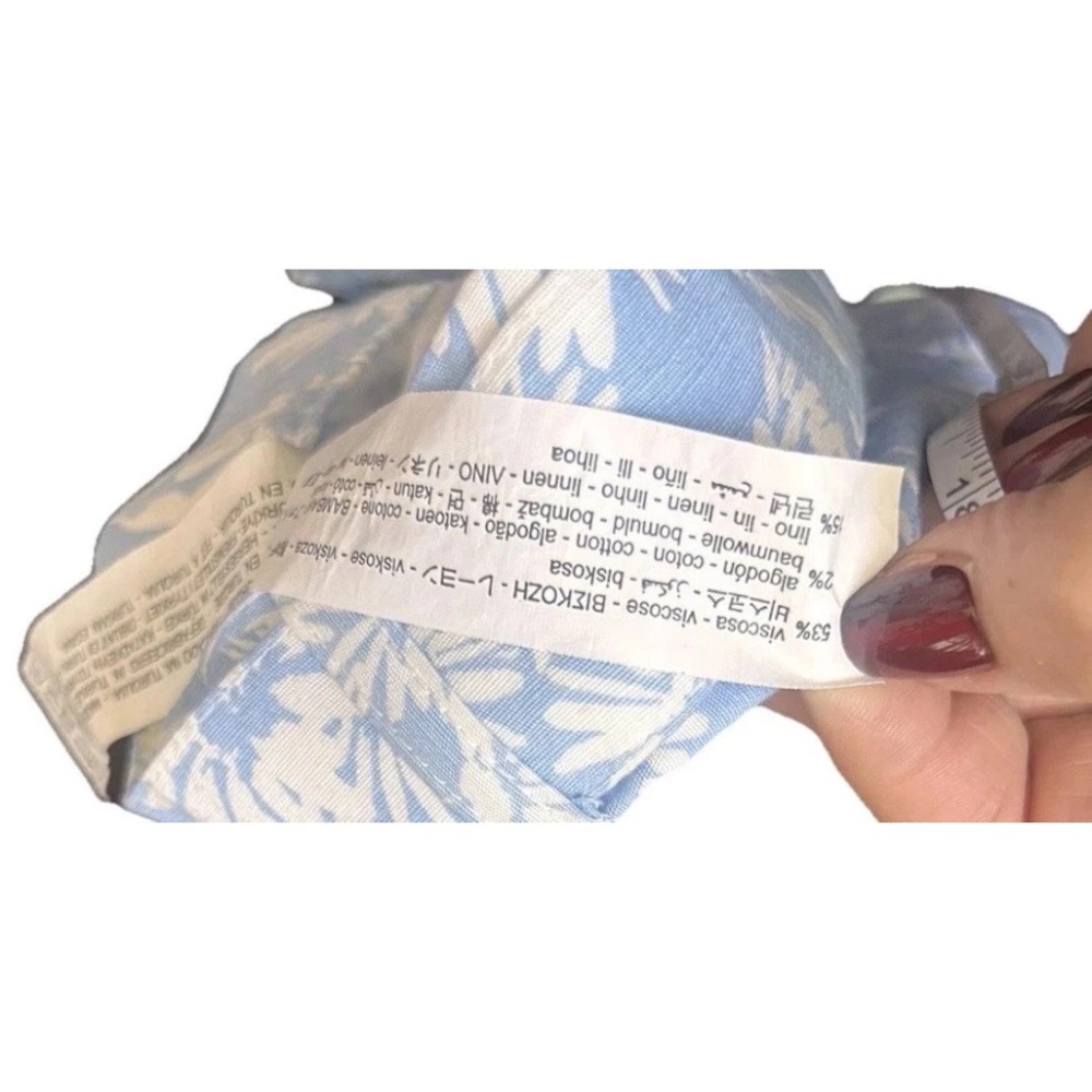 Zara Light Blue-White High-Waist Floral Belted Summer Resortwear Mini Shorts Med - Picture 5 of 5